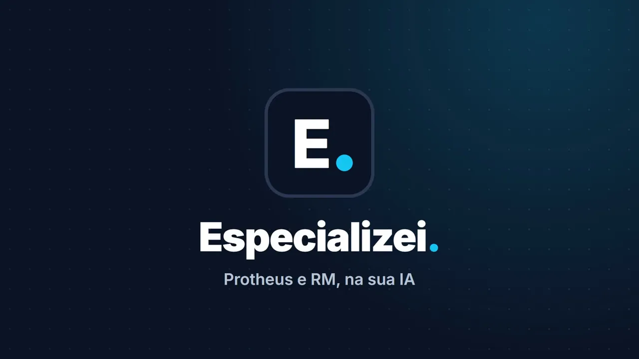 Capa do vídeo: logo do Especializei, Protheus e RM na sua IA